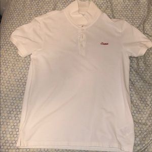 Guess Men’s Small White with Red Logo Polo